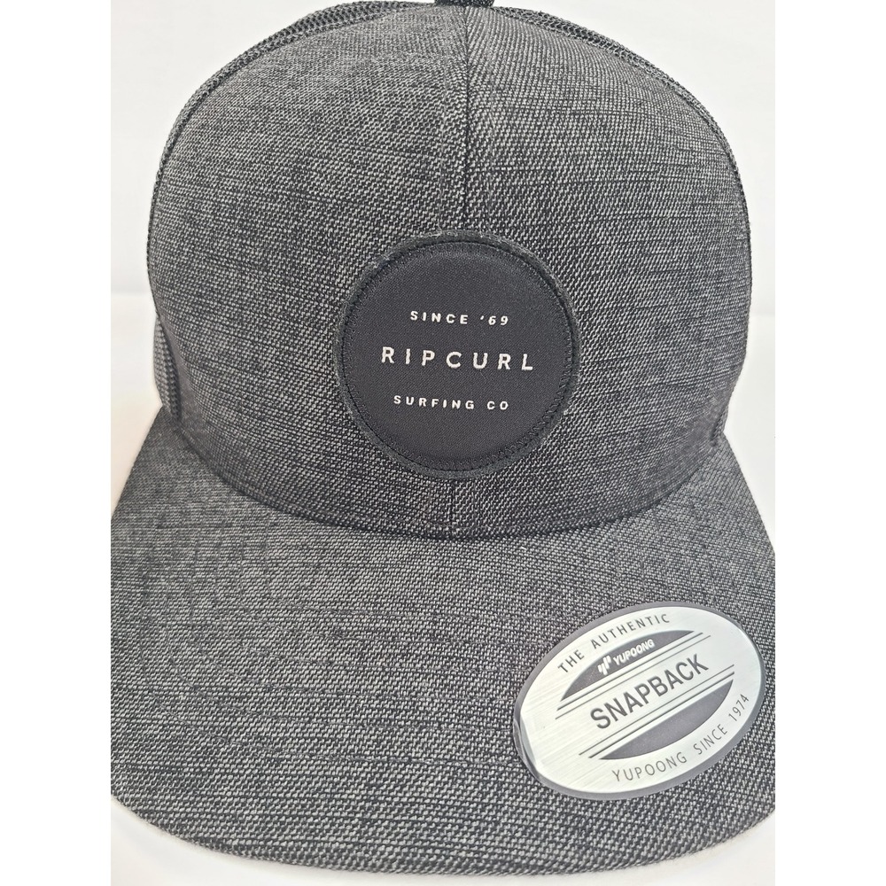 Rip Curl Mens Dark Grey High Profile Yupoong Trucker Snapback Hat Cap 0200